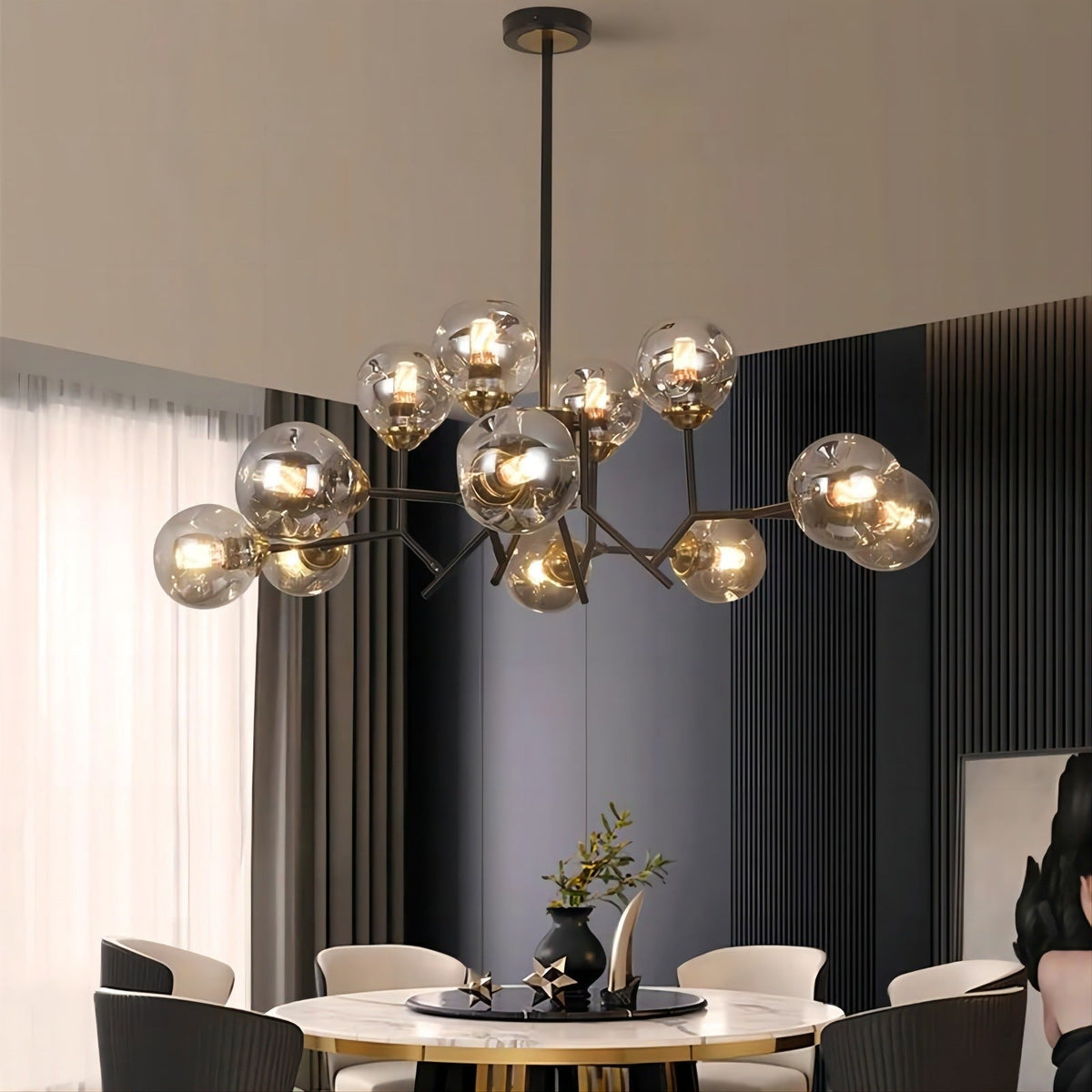 Valentina Moderne Nordique Suspension Métal Verre Salon Chambre à Coucher