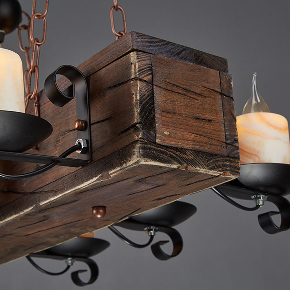 Epoch Suspension Sectangulaire Vintage, Metal/Bois, Marron, Salon