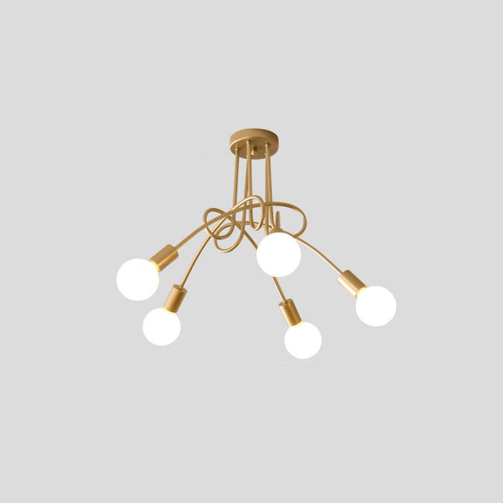 Valentina Lustre Linéaire/Bulle Moderne, Métal, Noir/Blanc/Or, Salon