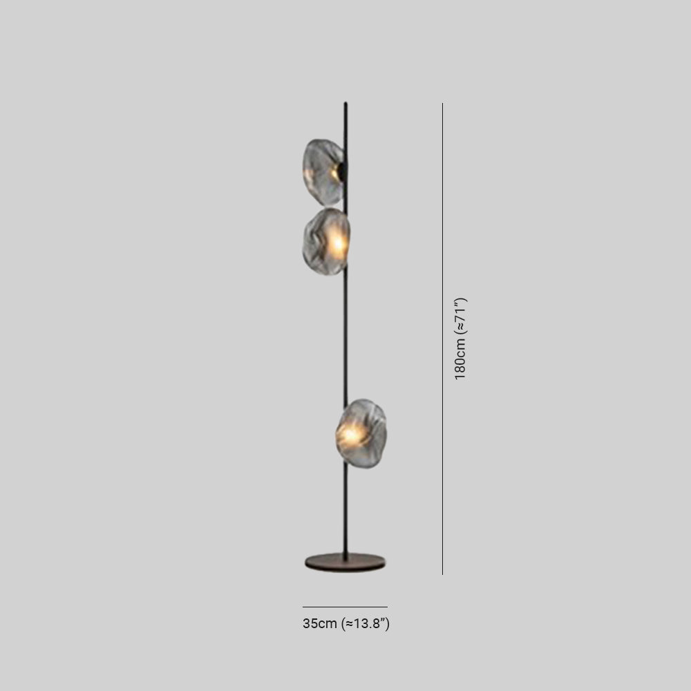 Avi Design Lampadaire Fleur Nordique Métal/Verre Noir/Or/Gris Chambre/Salon