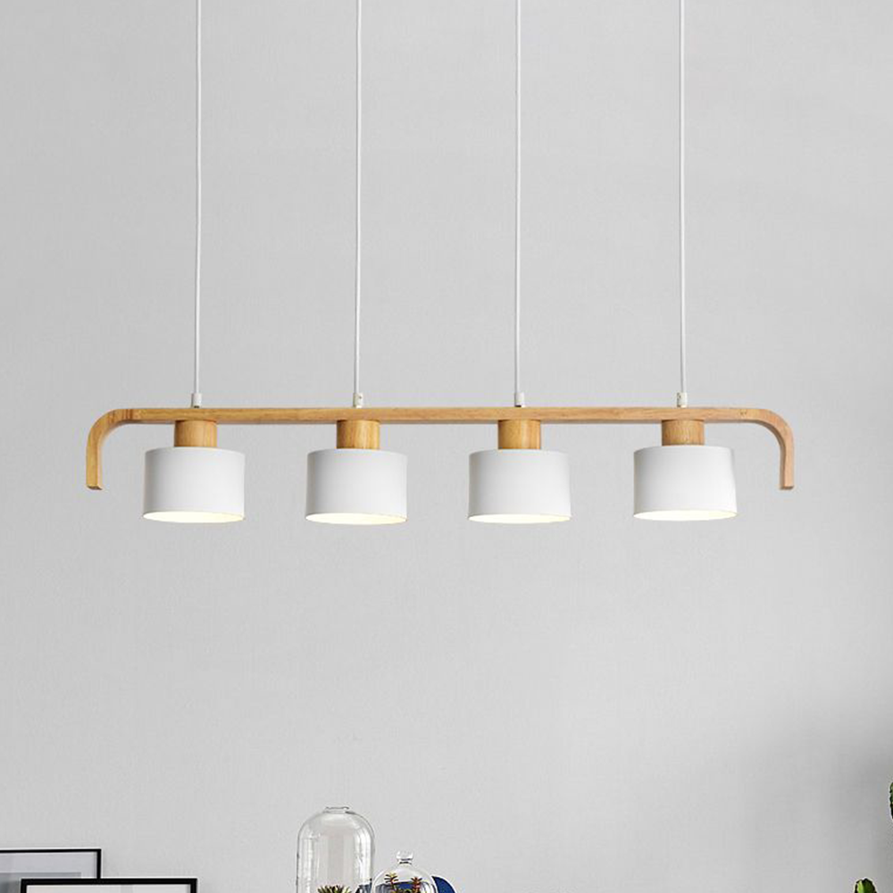 Valentina Moderne Luminaires Suspensions Cylindre Nordique Bambou Blanc/Vert/Gris Chambre à Coucher