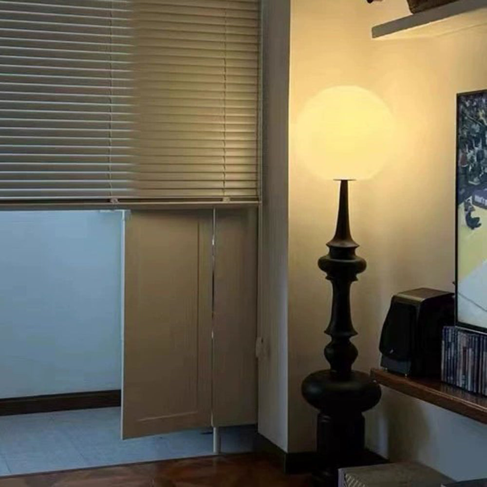 Mira Design Intérieur Lampadaire Colonne Vintage Résine/Verre Noir Salon/Chambre