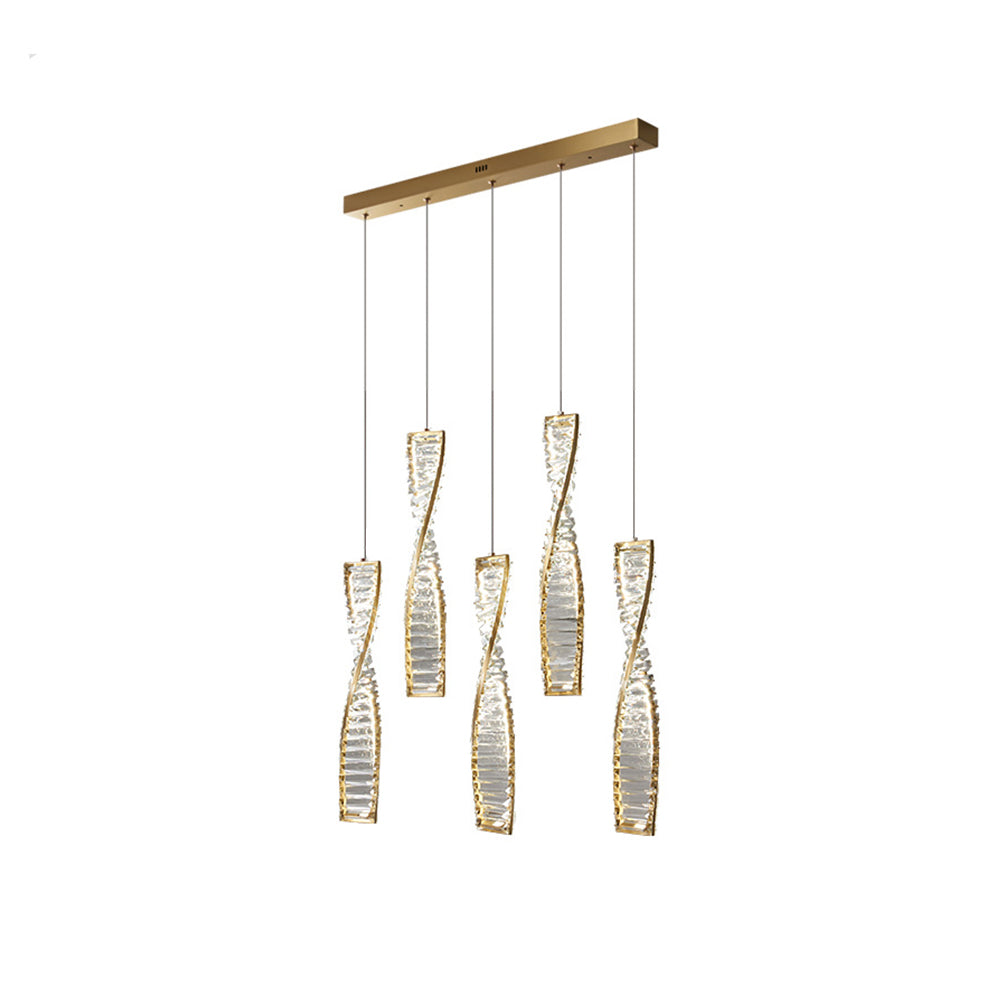 Kristy Suspension Carrée Moderne, Métal/Cristal, Noir/Or, Chambre à Coucher/Bar