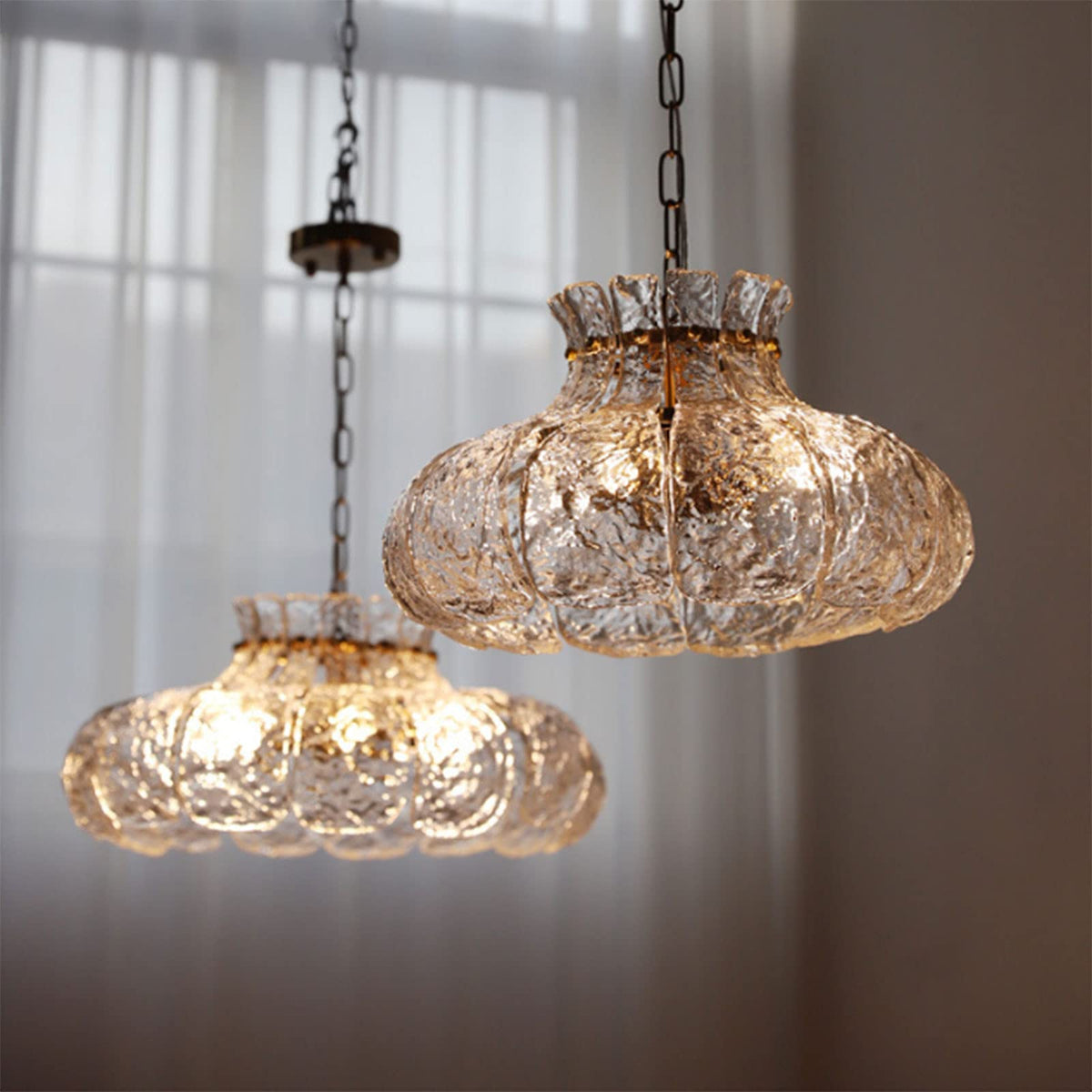 Arisha Moderne Forme Poire Lustre Glace Fusion Verre Chambre À Coucher