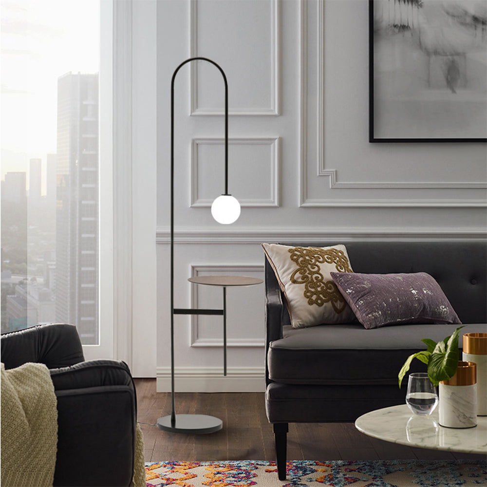 Valentina Design Avec Tableau Lampadaire Simple Métal/Marbre/Verre Noir Salon