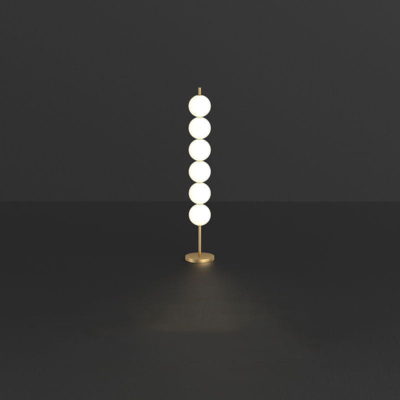 Valentina Design Lampadaire Globe Moderne Métal Laiton/Blanc Salon
