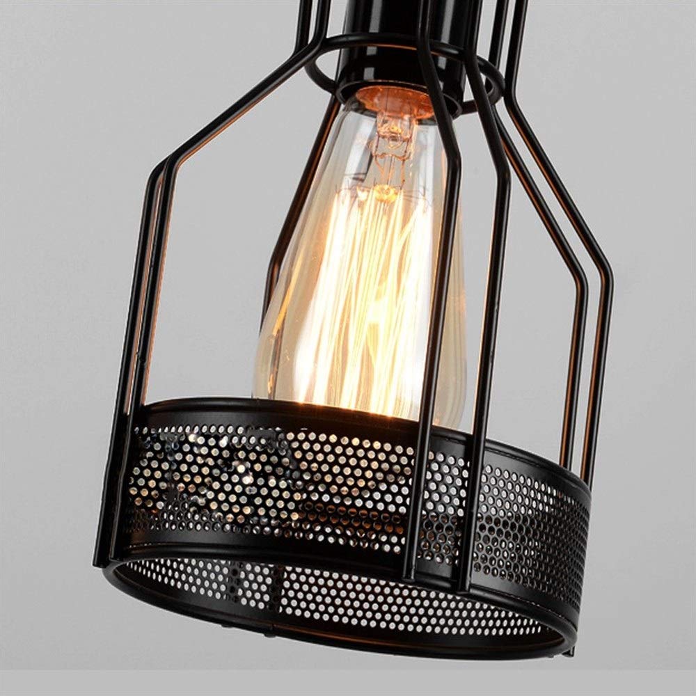 Epoch Lampe Suspension Industrielle Rétro LED en Métal Noir, Pour Bar