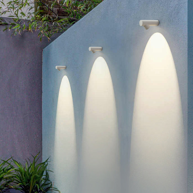 Ray Applique Murale Cylindrique Moderne, Métal/Verre, Blanc/Noir, Extérieur