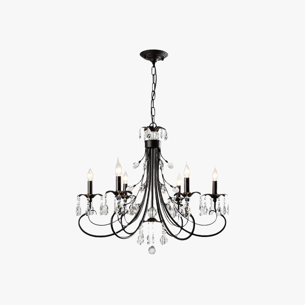 Silva LED Suspension Noir Métal Cristal Salle à manger Salon