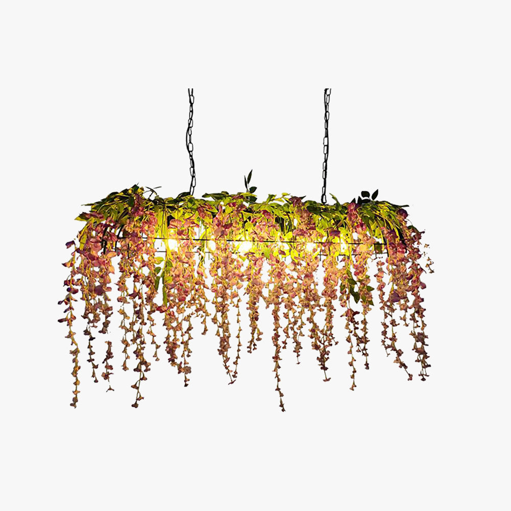Ritta Rectangulaire Fleur Suspension Rose Métal Salle à Manger Salon