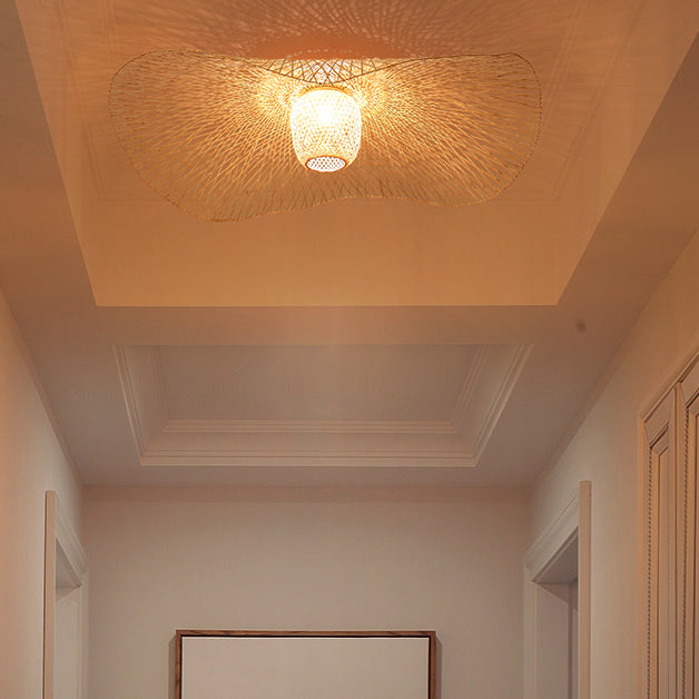 Ritta Suspension Rond Vintage, Bambou/Bois, Bois, Salon