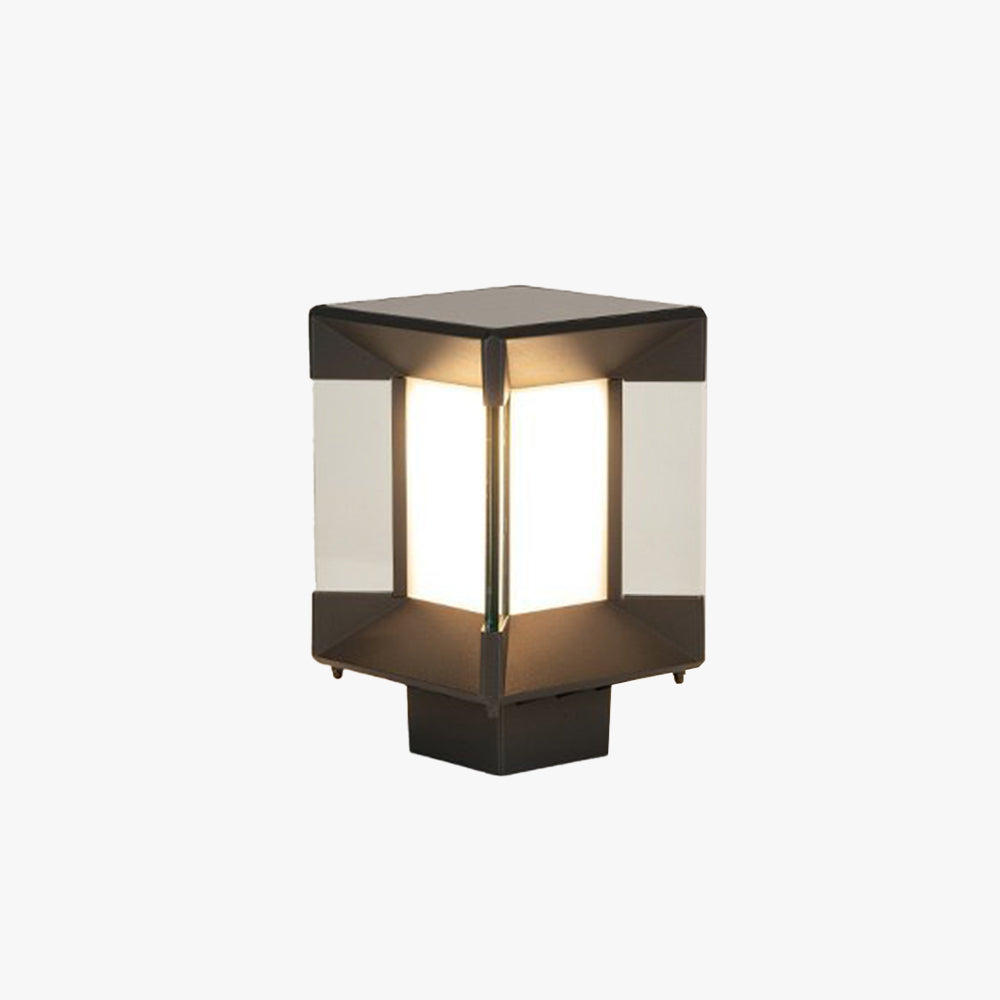 Ray Lampe de Poteau Rectangulaire Moderne, Métal/Verre, Noir/Or, Balcon