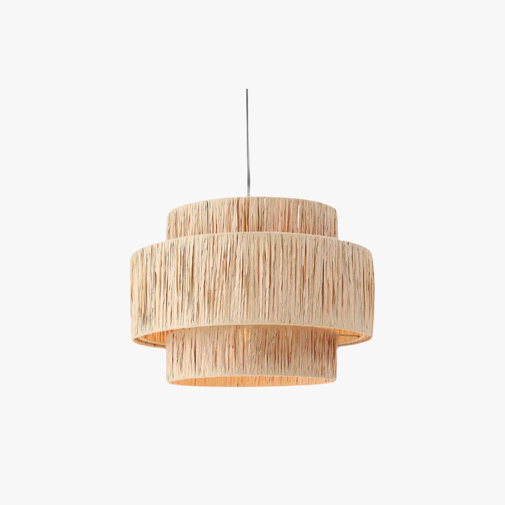 Ritta Rattam Suspension Ronde Simple, Métal/Rotin, Marron, Chambre à Coucher/Librairie