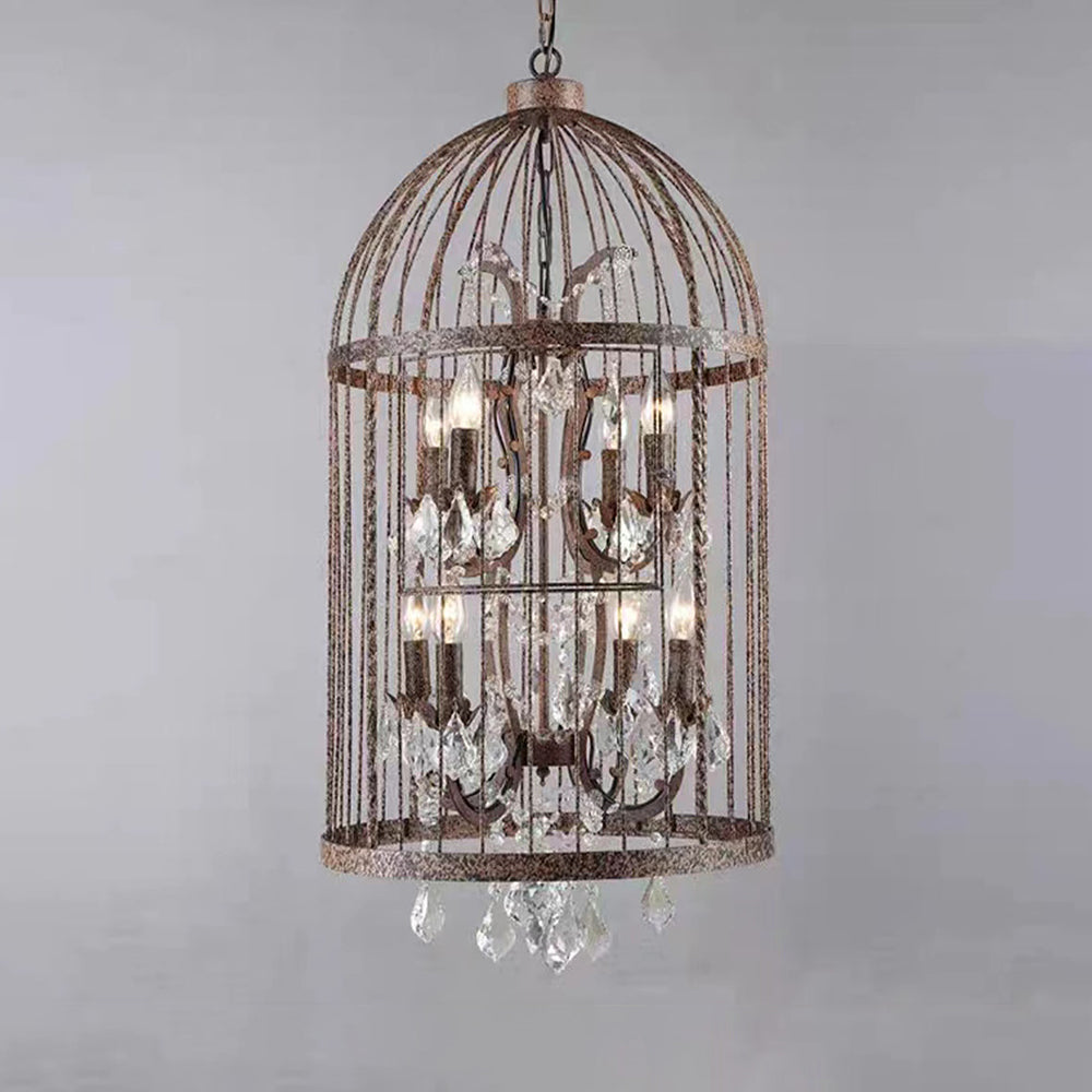 Arisha Industrielle LED Suspension Noir Métal Cristal Salon Salle à manger