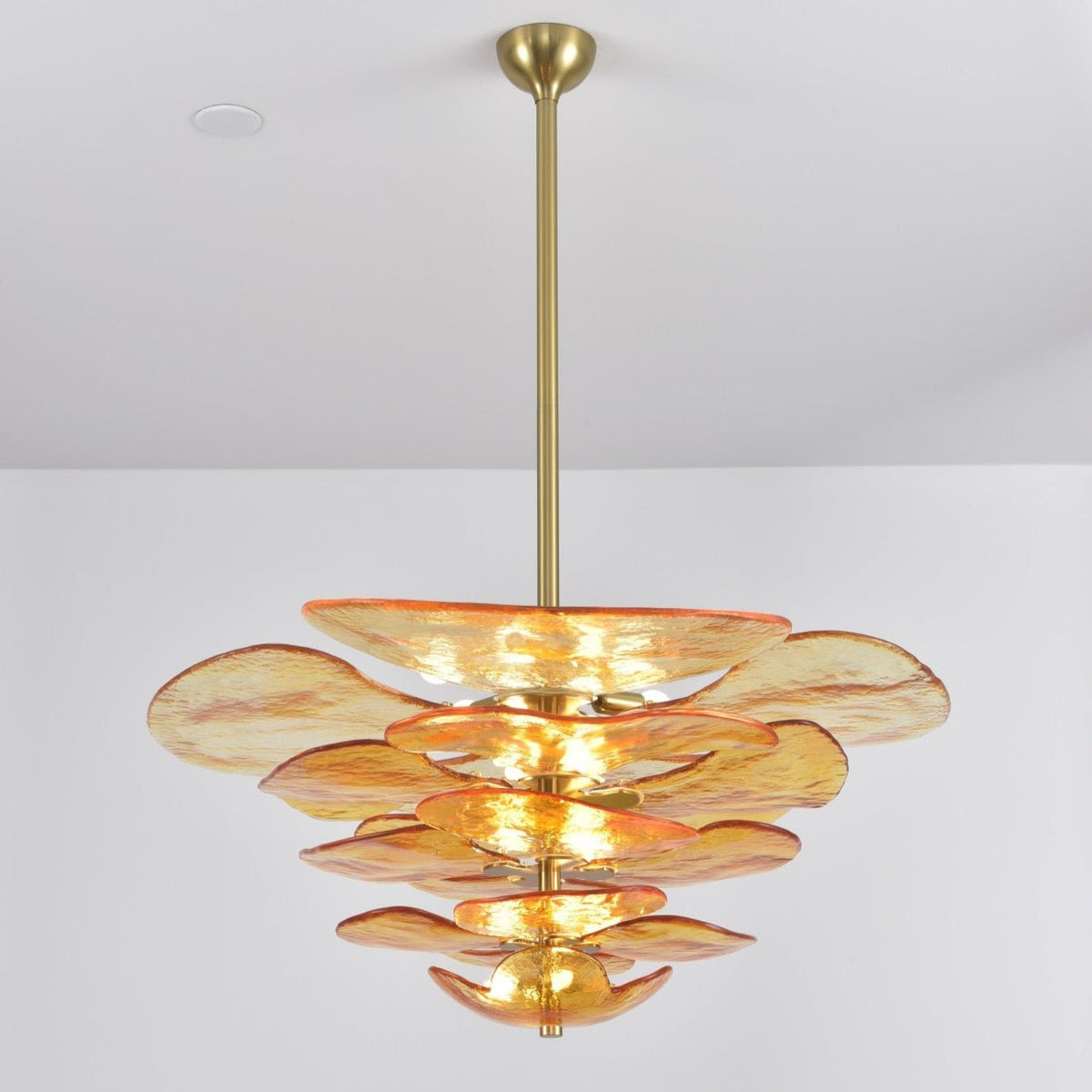 Livenq Lustre Pétale en Verre Murano Doré Luxe-Cielum