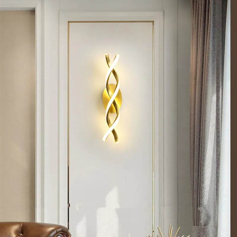 Ray Applique Murale Linéaire Simple, Métal, Noir/Or, Salon