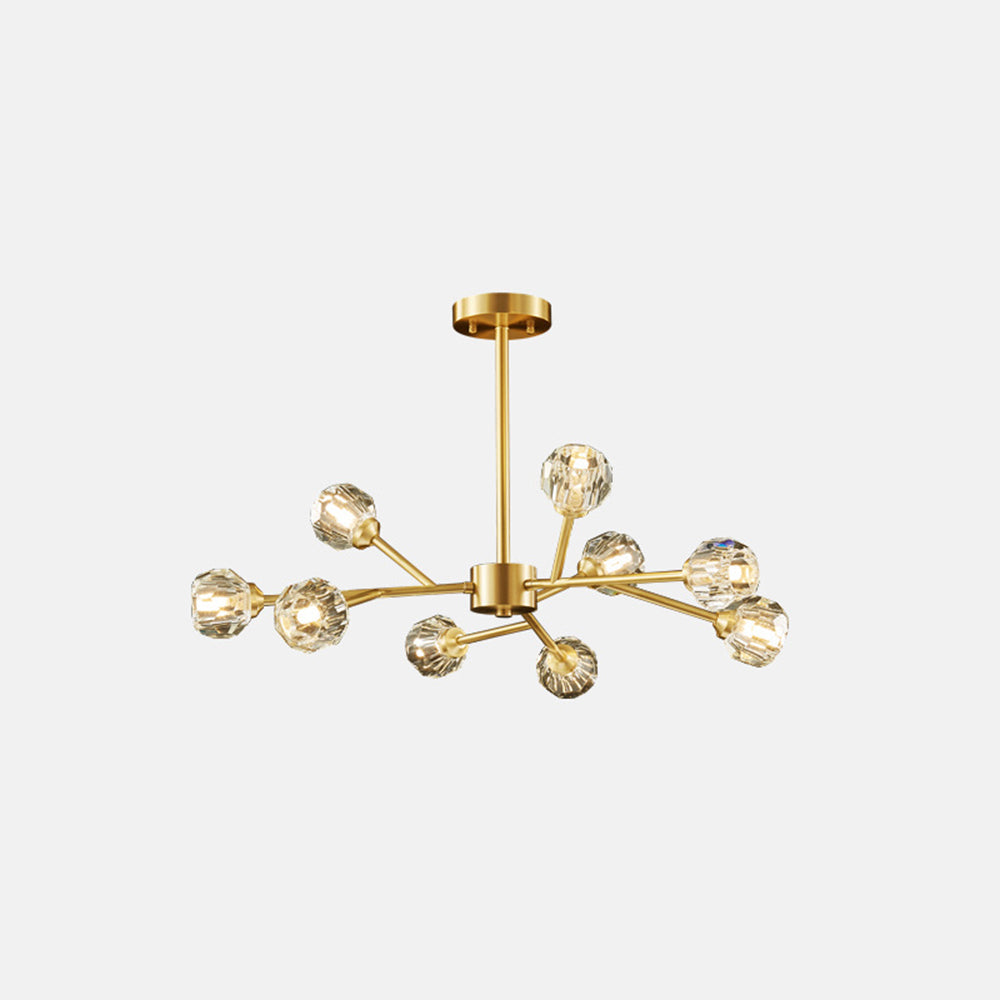 Valentina Luminaires Suspensions Multi Balle Moderne Cuivre/Cristal Noir/Doré Salon/Salle à Manger
