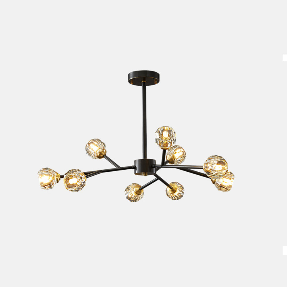 Valentina Luminaires Suspensions Multi Balle Moderne Cuivre/Cristal Noir/Doré Salon/Salle à Manger
