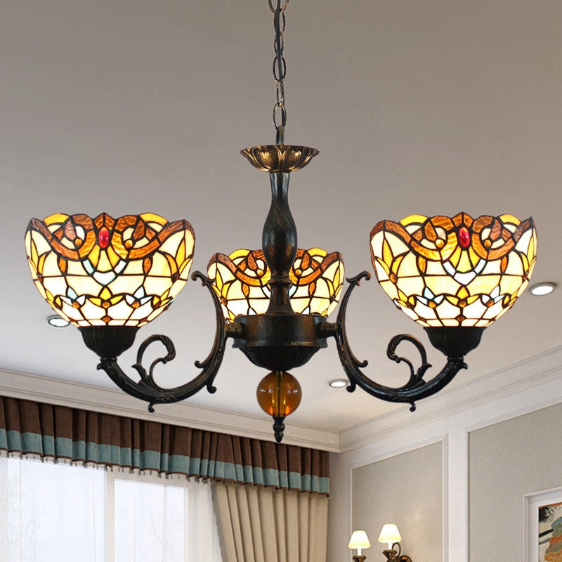 Tiffany Vintage LED Lustre Verre Salon/Chambre À Coucher