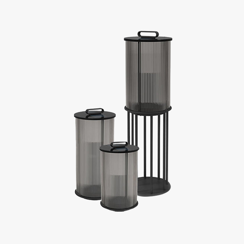 Ray Lampadaire Cylindre Simple, Métal/Verre, Gris, Jardin