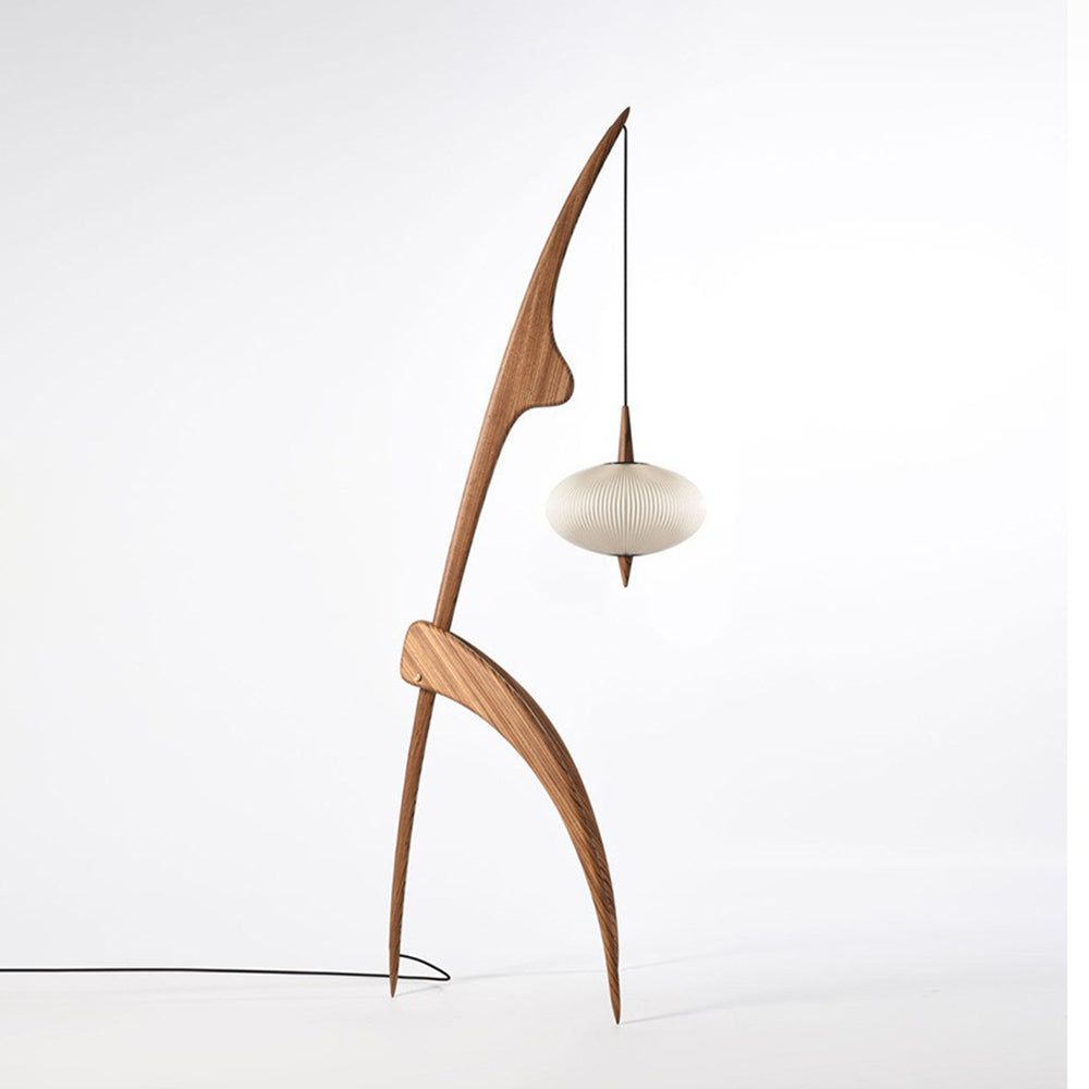 Ritta Lampadaire Rond Vintage Bois/Tissu Bois/Noyer, Salon
