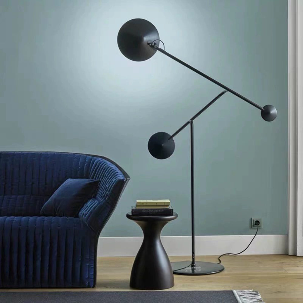 Arisha Design Simple Lampadaire Rond Moderne Métal Noir Salon/Chambre à Coucher