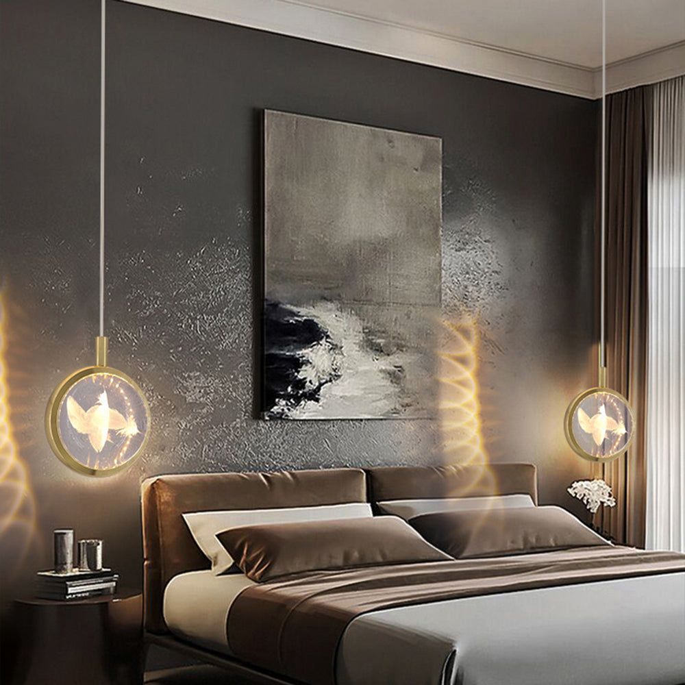 Arisha Luminaires Suspensions Ronde Moderne LED Métal/Cristal Doré Salon