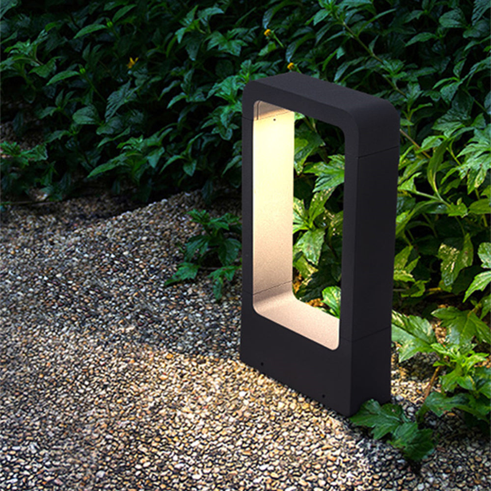 Ray Borne Extérieure Rectangulaire Minimalisme, Métal/Acrylique, Noir, Jardin