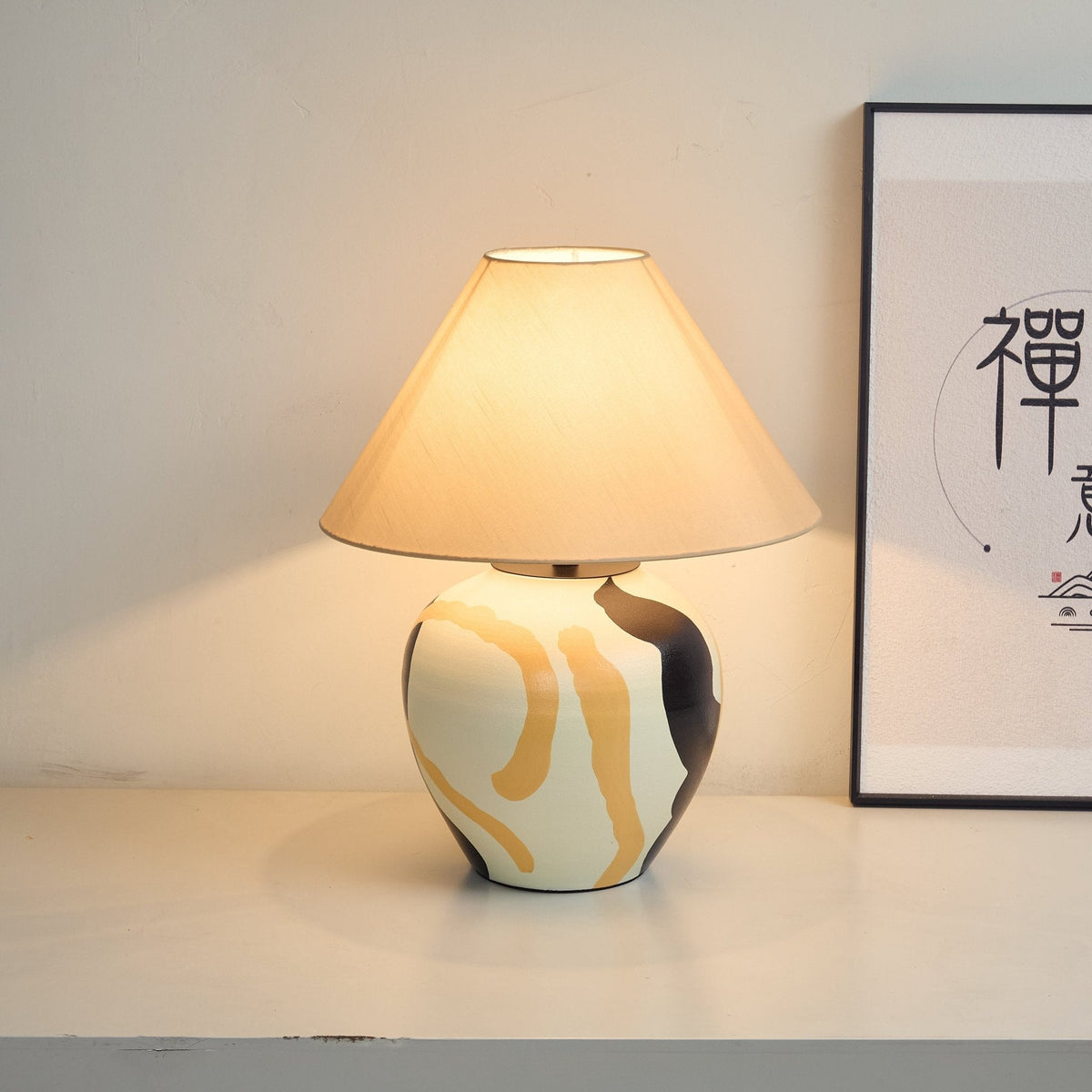 Abstract Pattern Ceramic Table Lamp-Neutral Decor