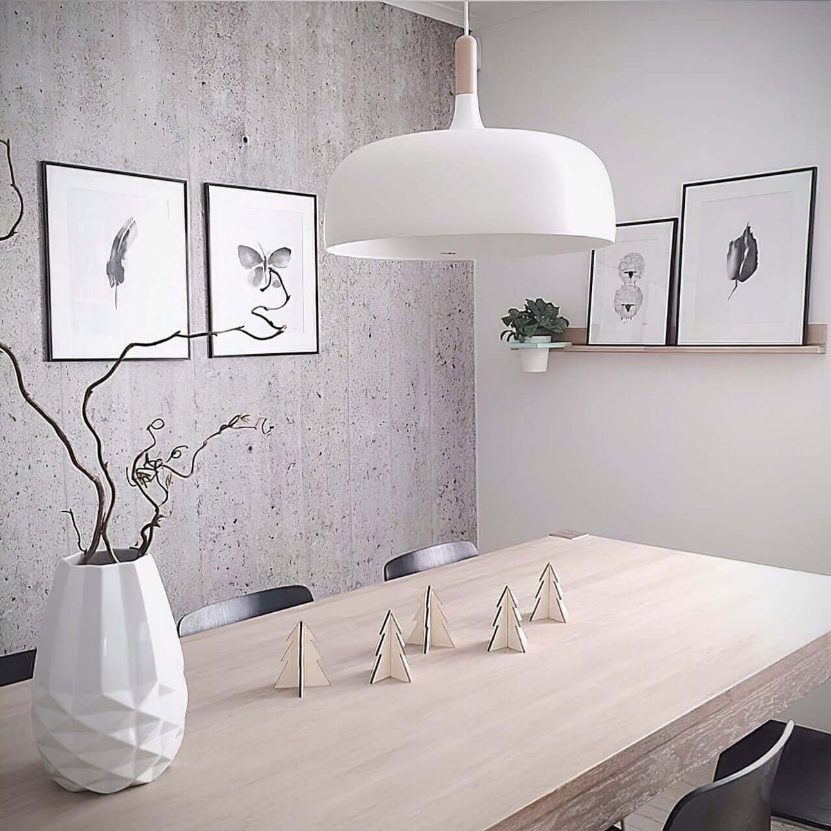 Galio Suspension Lampe Abat-jour Blanc en Bois