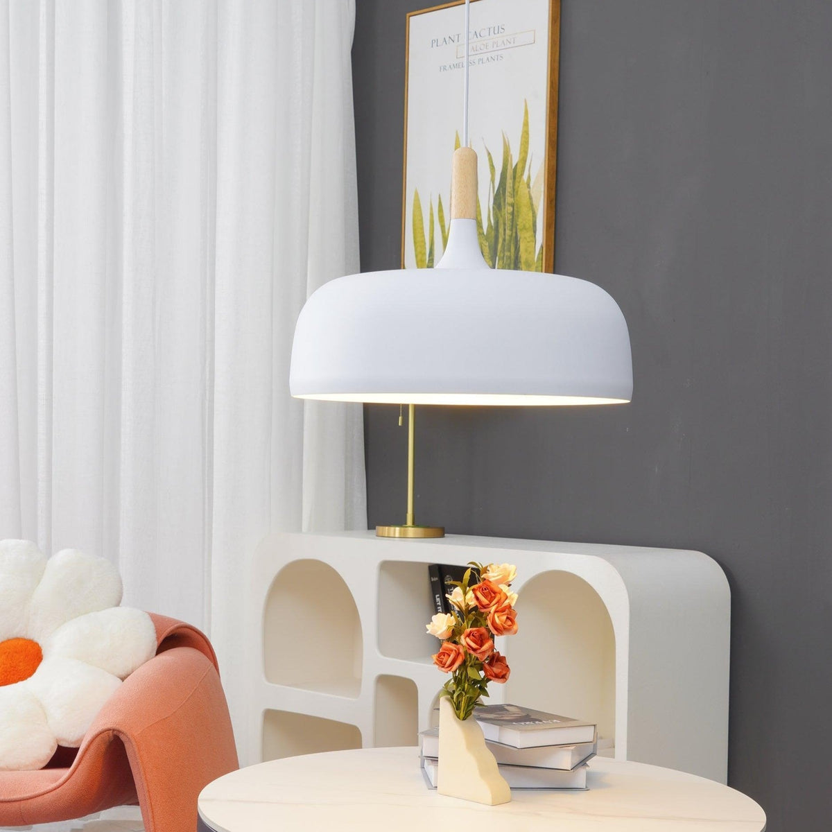Galio Suspension Lampe Abat-jour Blanc en Bois