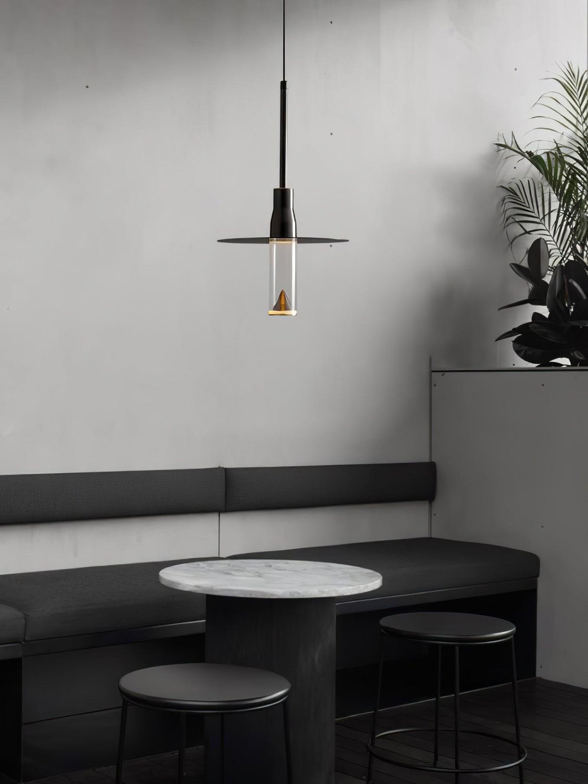 Darelise Lampe suspendue en acrylique avec plaque de chapeau chromée moderne