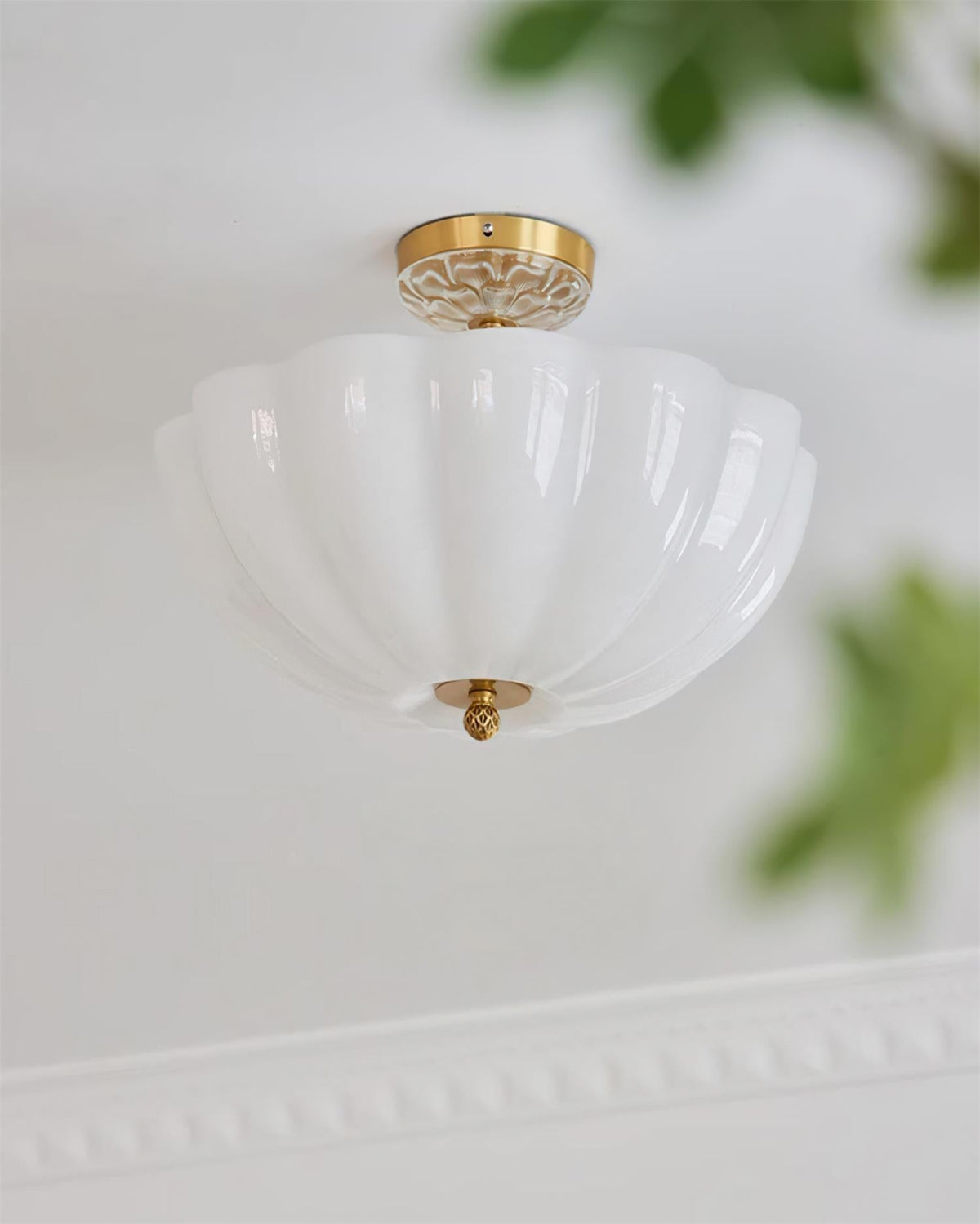 Cava Ceiling Light Brass and Glass with Elegant Petal Silhouette Modern-Neutral Decor