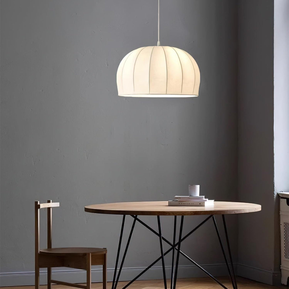 Nova White Fabric Dome Pendant Light-Neutral Decor