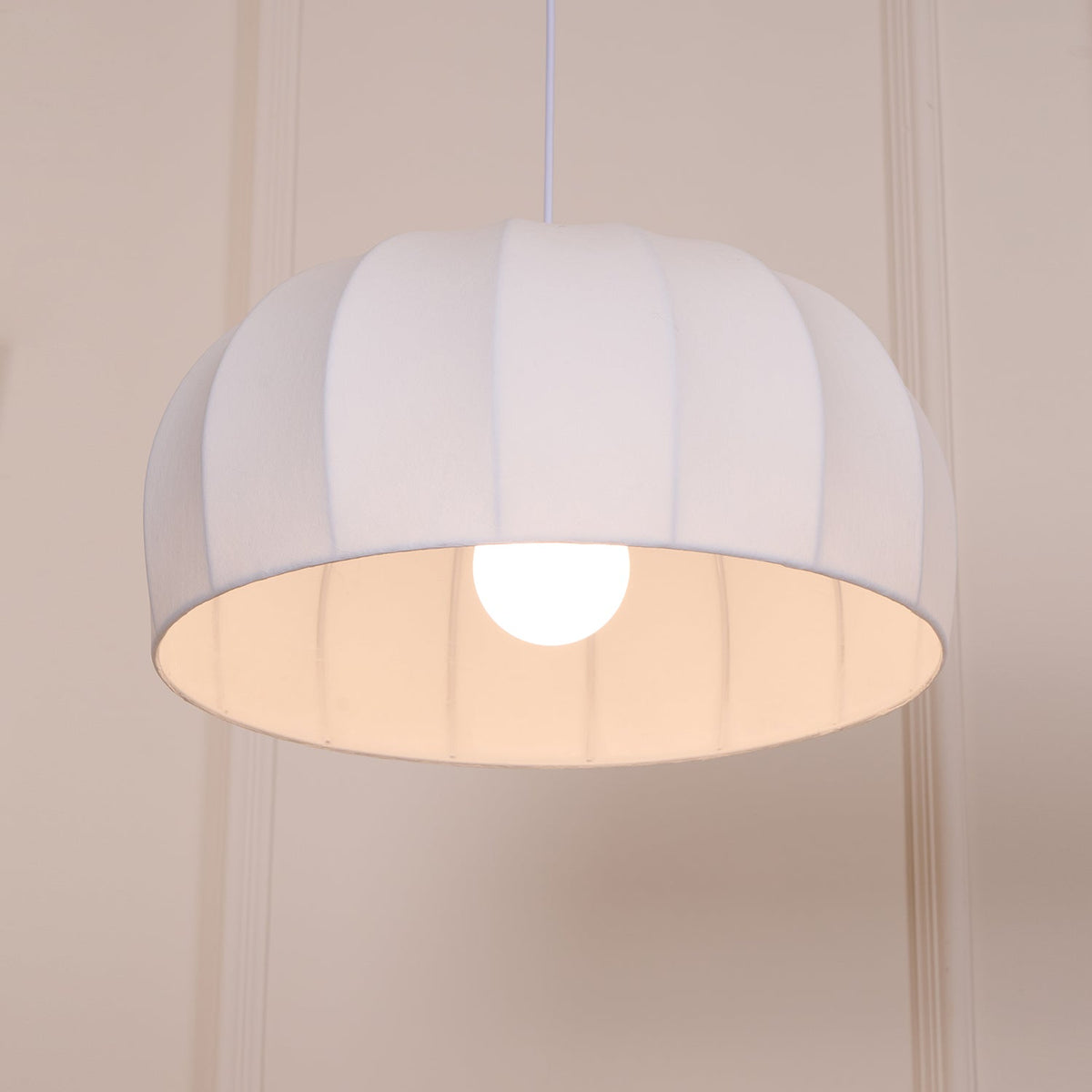 Nova White Fabric Dome Pendant Light-Neutral Decor