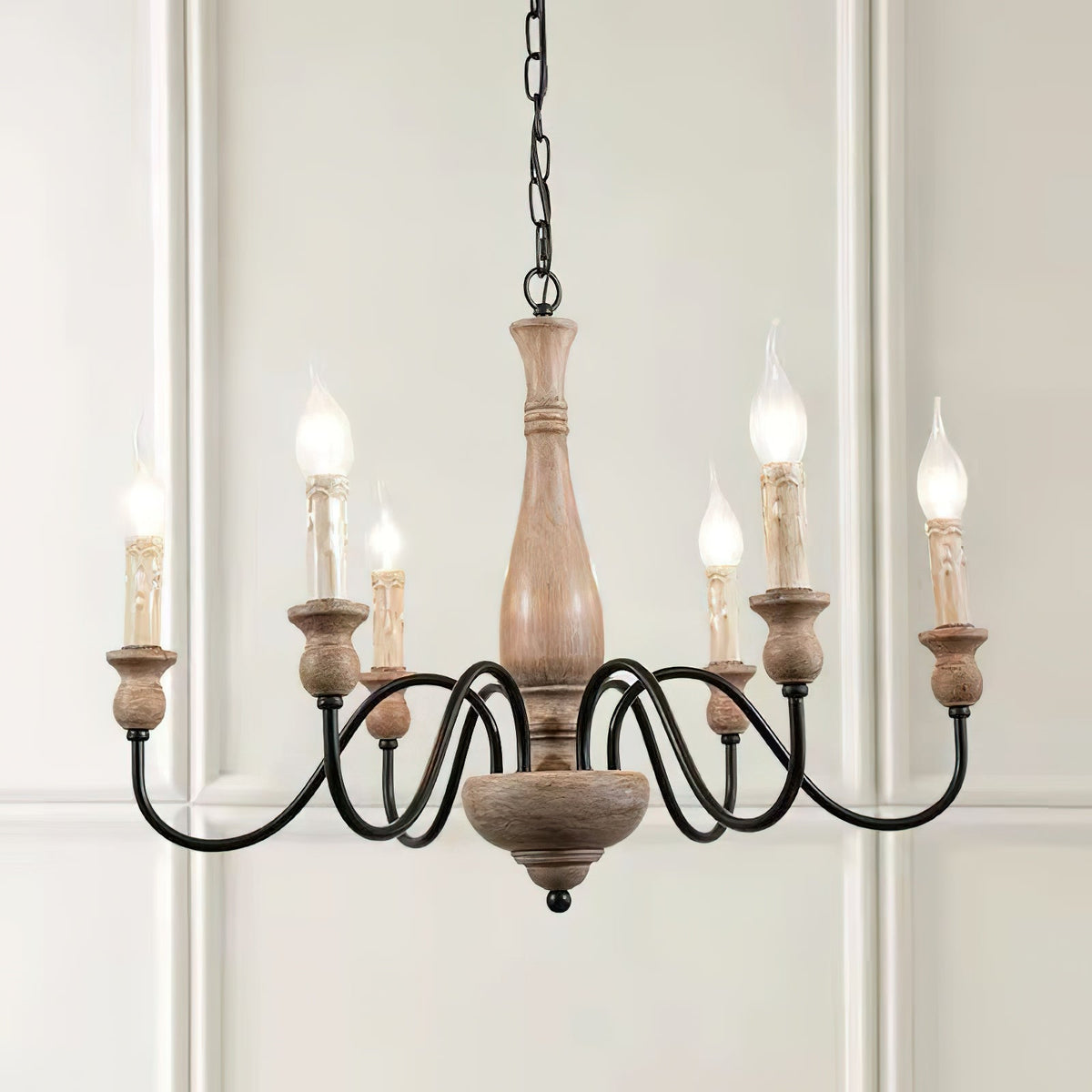 Afralia Lustra Lustre Bois Industriel Moderne