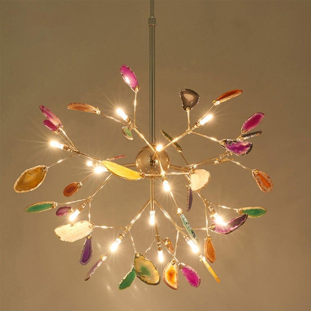 Rivana Lustre Feuille Colorée Bras Dorés