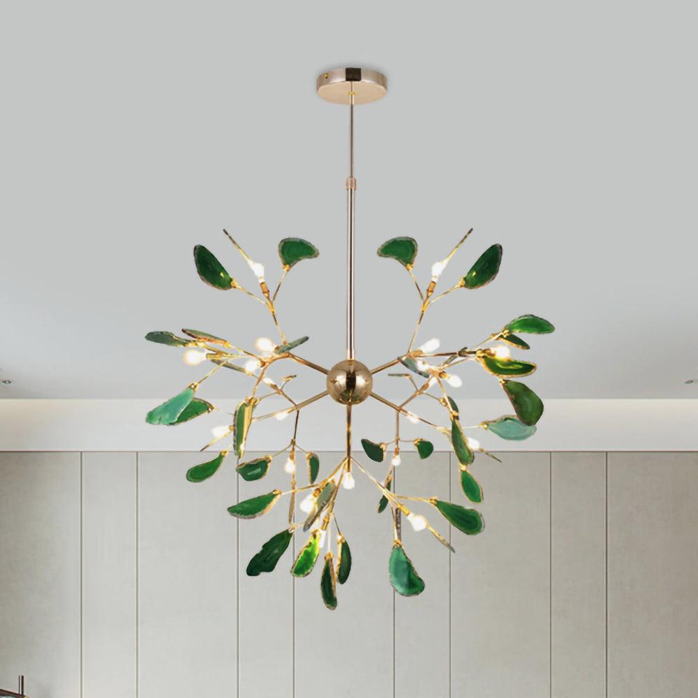 Rivana Lustre Feuille Colorée Bras Dorés