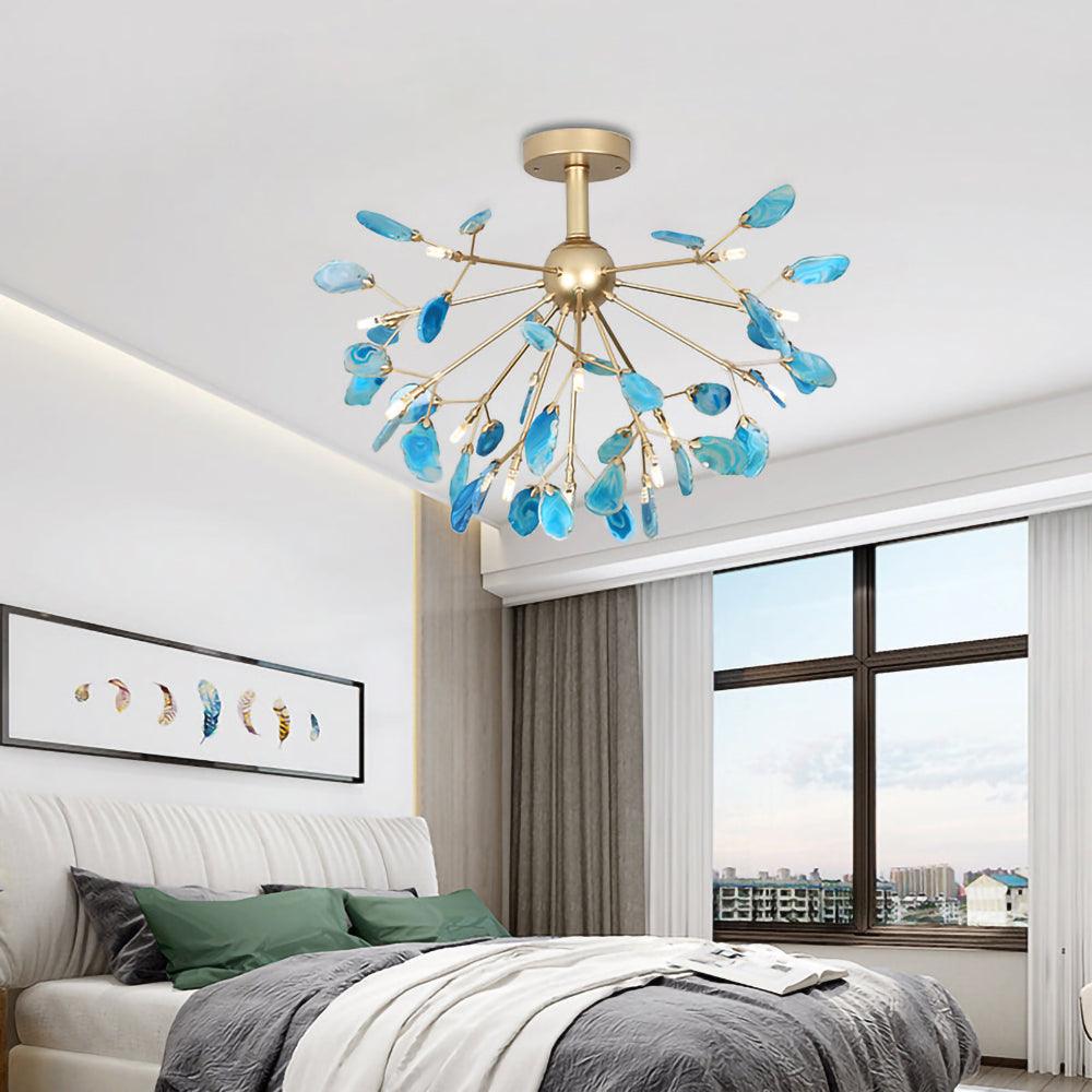 Rivana Lustre Feuille Colorée Bras Dorés