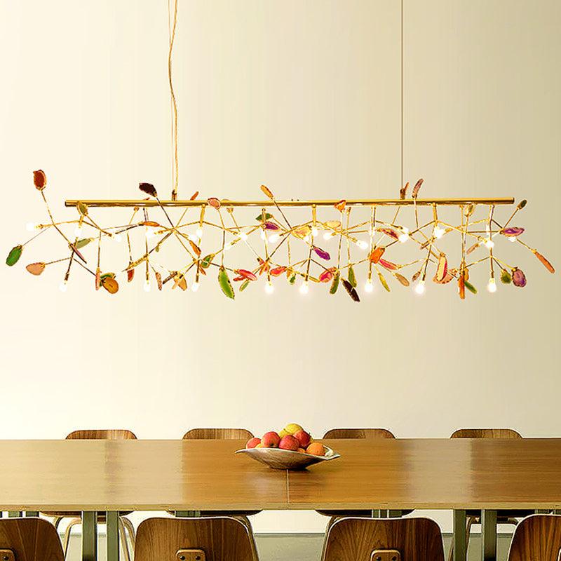 Rivana Lustre Feuille Colorée Bras Dorés