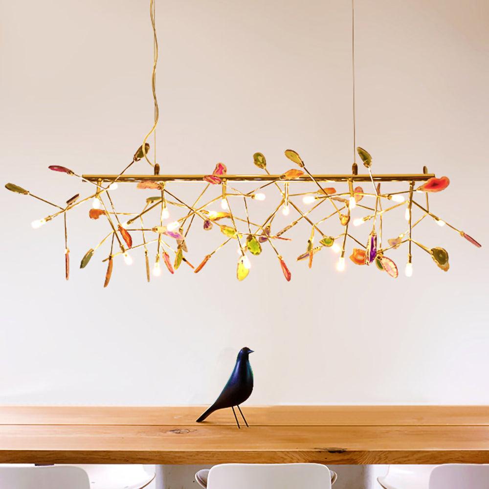 Rivana Lustre Feuille Colorée Bras Dorés