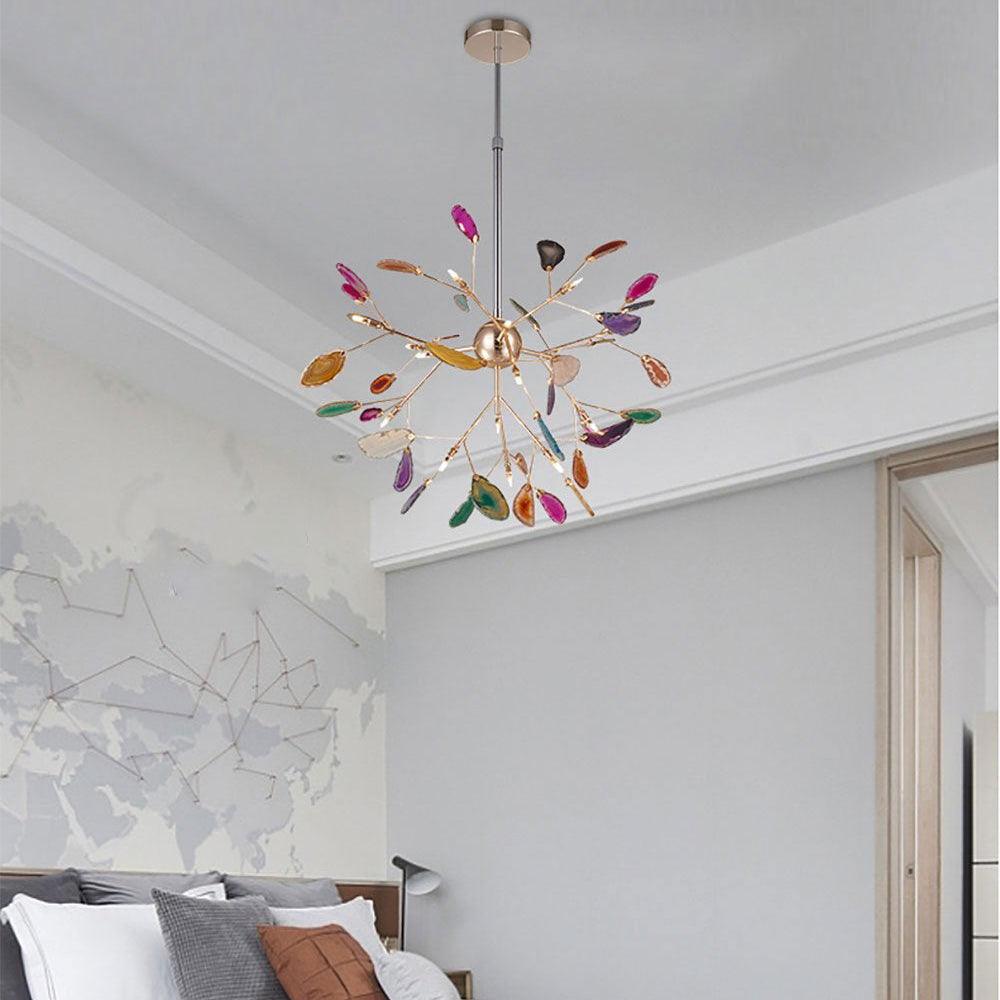 Rivana Lustre Feuille Colorée Bras Dorés