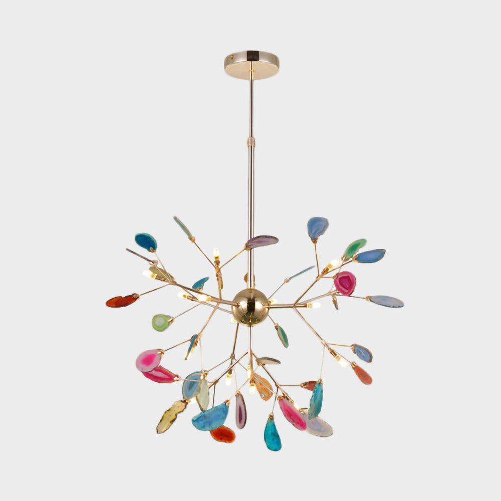 Rivana Lustre Feuille Colorée Bras Dorés