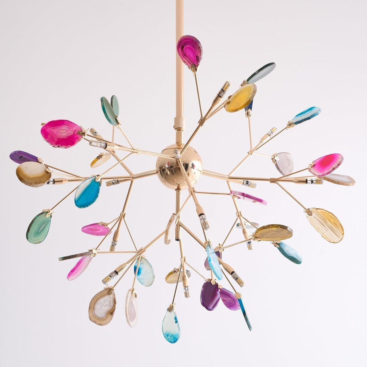 Rivana Lustre Feuille Colorée Bras Dorés