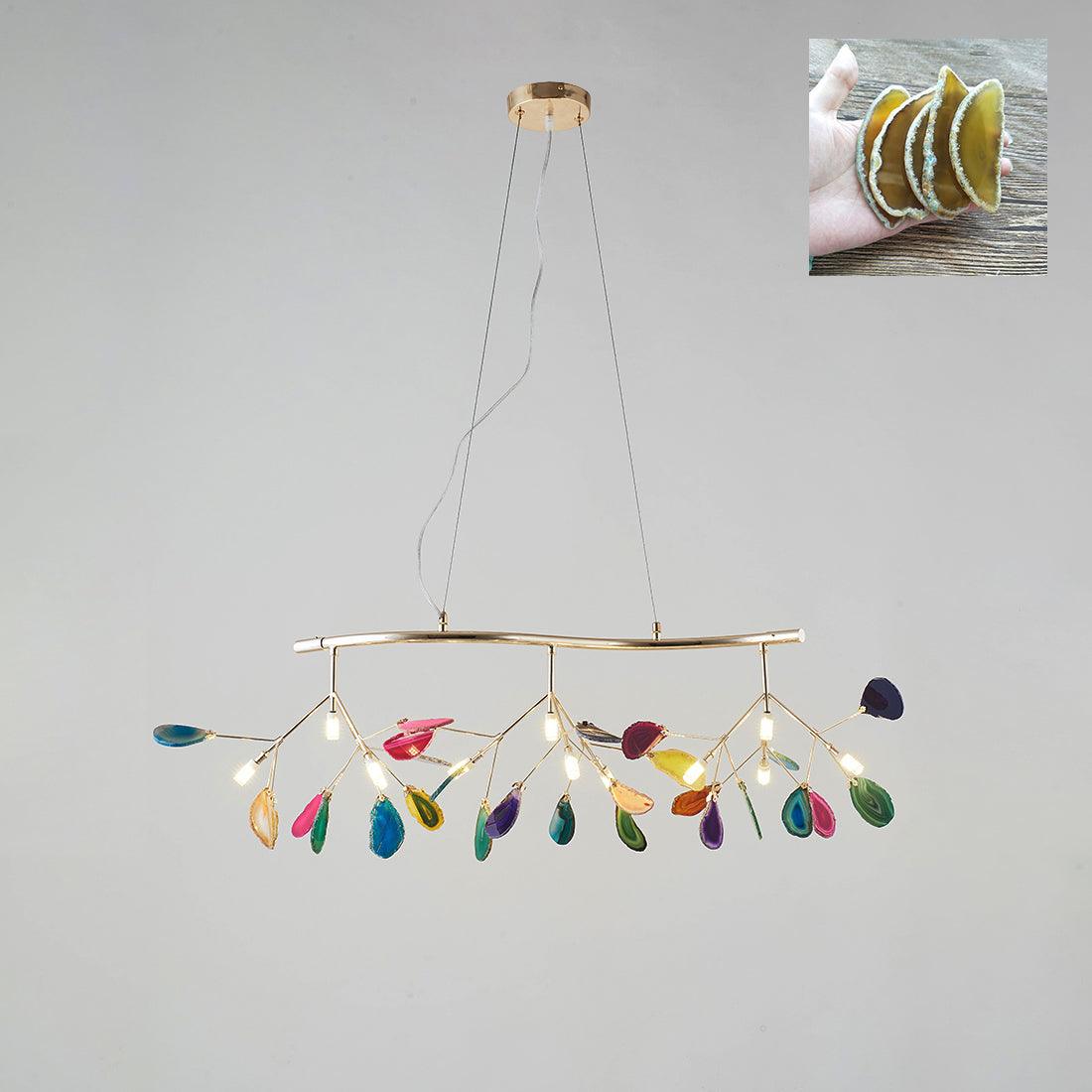 Rivana Lustre Feuille Colorée Bras Dorés