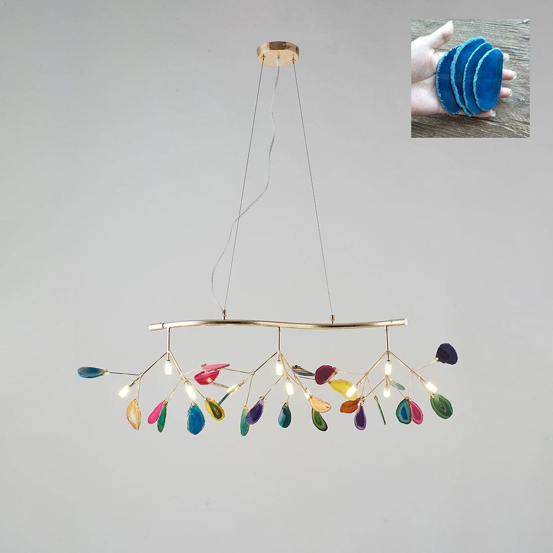 Rivana Lustre Feuille Colorée Bras Dorés