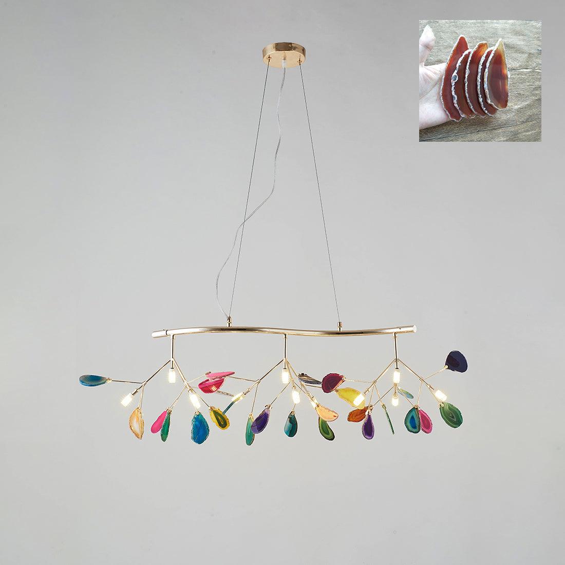 Rivana Lustre Feuille Colorée Bras Dorés