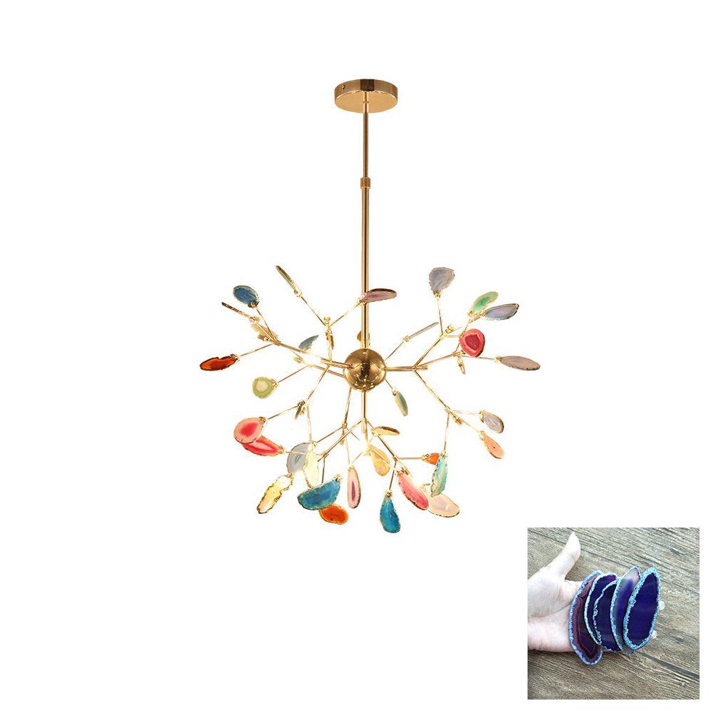 Rivana Lustre Feuille Colorée Bras Dorés