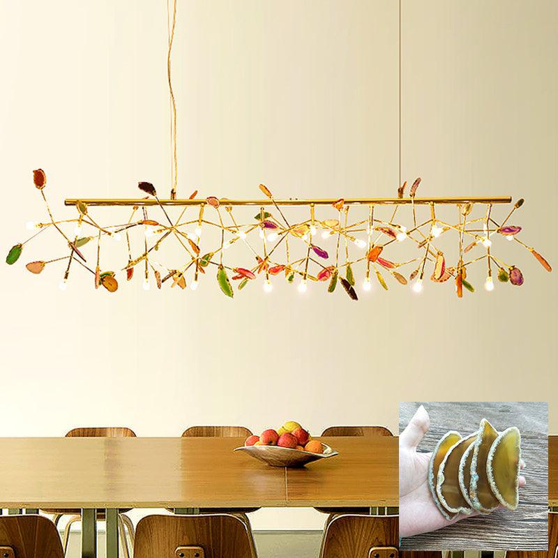 Rivana Lustre Feuille Colorée Bras Dorés