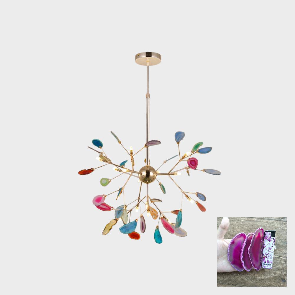 Rivana Lustre Feuille Colorée Bras Dorés